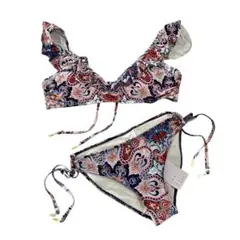 ペイズリー柄 セパレート水着 フリル付き