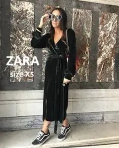 ■ ZARA ザラ ベロア ガウンコート カーディガン グリーン XSのサムネイル