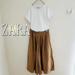 ZARA オーバーサイズクルーネックコットンリブTシャツ（M）白　シンプル
