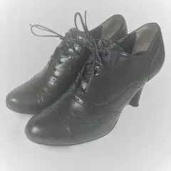 ネオリズム NEO RHYTHM 本革 レースアップパンプス 黒 24.0cm