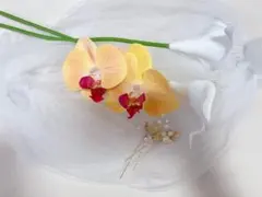 アーティフィシャルフラワーヘッドパーツ髪飾り和装着物ヘアアクセサリー胡蝶蘭成人式