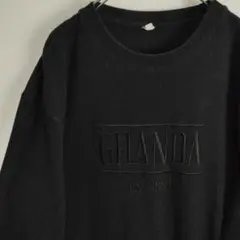 GHANDA スウェットトレーナー 刺繍ロゴ ブラック ギャンダ