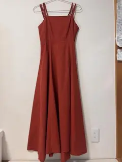キャミソールワンピ　ロング　ワンピース　赤　オレンジ　テラコッタ　フレア　美品