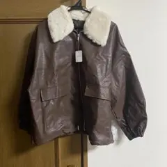 ファー襟　ブラウンレザージャケット