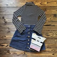 【セット売り】ニット+台形スカート春秋カジュアルコーデ【通勤通学旅行などに】