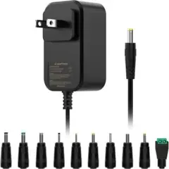 【新品】10種DC変換プラグ付き 12V/2A ACアダプター