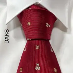 TG3608 DAKS ロゴ アニマル ストライプ シルク ネクタイ 日本製のサムネイル