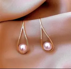 ドロップピアス パール ゴールド 大ぶり ダイヤモンド フォーマル 結婚式