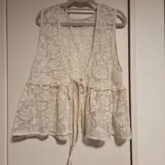 レース ベスト Lサイズ　ペプラム　ジレ