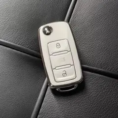 VW フォルクスワーゲン キーケース 銀 白 ホワイト キーカバー ポロ ゴルフ