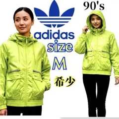 希少！90's 極美品！アディダス 多機能 ブルゾン ライムグリーン M 蛍光色