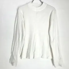 ⭐️良好⭐️シェトワ 長袖 リブニット カットソー シンプル 白 伸縮性 高見え