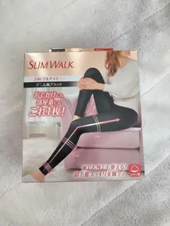 スリムウォーク　24hマルチスキニー　デニム風ブラック　L