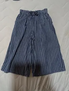 キッズ ストライプ柄 ガウチョパンツ リボン付き