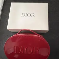 DIOR バニティポーチ レッド エナメル調