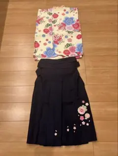 【中古品】アリサナ　キッズ(女の子)袴5点セット　髪飾り付き