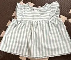 ベビー服 ストライプ フリル ワンピース 6-9Mのサムネイル
