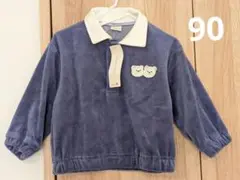【新品未使用】ネイビー クマ刺繍 トレーナー 長袖トップス　80cm