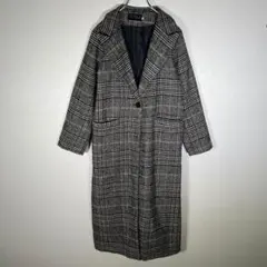 【LE CIEL】チェスターコート　『M』　チェック柄　グレー　カジュアル　大人