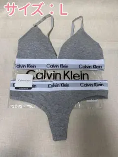 カルバンクライン ブラ＆ショーツ Tバック 上下セット グレー Lサイズ