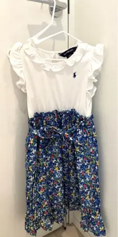 ラルフローレンワンピース　フリル袖 花柄 ノースリーブワンピース 6T
