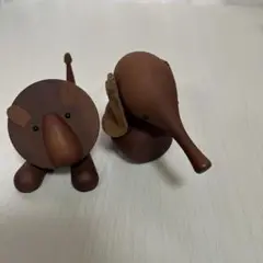 千趣会　ロイヤルペット　木製動物　木製玩具　2個　ゾウ　ライオン