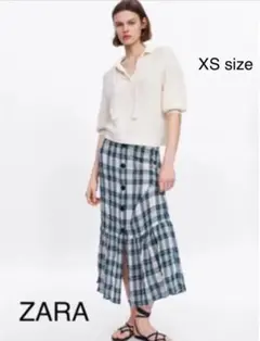 値下げ《未使用》ZARAチェックフレアスカート