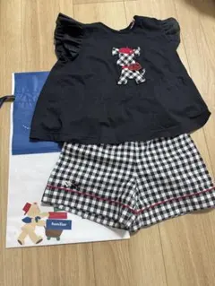 familiar デザインTシャツ ブラック/チェック　完売 familiar デザインTシャツ ブラック/チェック 完売 - メルカリ