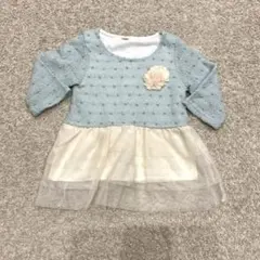 水色 フラワー装飾付き トップス