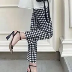 shellerシェリエ ジップテーパードパンツチェック2点 - メルカリ