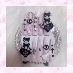 ♡現品♡ マーブルネイル 地雷ネイル ピンク 十字架 パンク 量産型