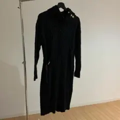 ブラック ケーブルニット ワンピース 38