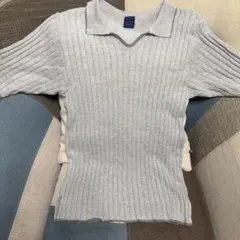 リブニットポロシャツ グレー Mサイズのサムネイル