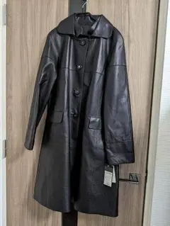 165　新品未使用保管品タグ付　軽い！　超軽量　ラムレザー　ロングコート　羊革