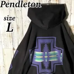 人気カラー★ペンドルトン パーカー ネイティブ柄 袖プリント 黒 Ｌ