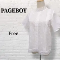 【PAGEBOY】スタンドカラー　レースブラウス　ペイズリー柄　美品　920