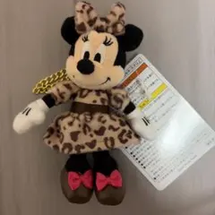 新品タグ付 ミニーマウス ぬいぐるみチャーム 　ヒョウ柄　レオパード　ブラウン