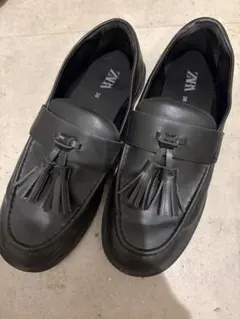 ZARA タッセルローファー ブラック 38