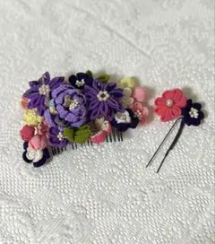 和装 髪飾り 花 2点セット コーム Uピン 卒業式 成人式