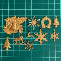 メタルチャーム　メタルパーツ　クリスマス　10個　アクセサリーパーツ　ゴールド