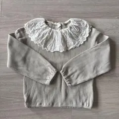 tete a tete レース襟ワッフル長袖カットソー　ベージュ　120