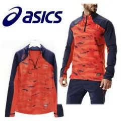 《アシックス》新品 ハーフジップ トレーニングウェア サッカーウェア Mのサムネイル