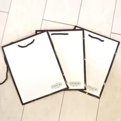 COACH コーチ　ショッパー　3枚セット　ホワイト　艶あり　内側赤