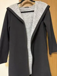 フード付きカーディガン Mサイズ ブラック/グレー