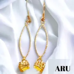 No.52★綺麗☆イエロー☆フープ☆シンプル☆ゆらゆらピアス☆イヤリング