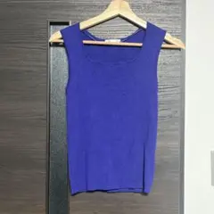 【未使用】GU リブニットスクエアネックタンクトップ ブルー