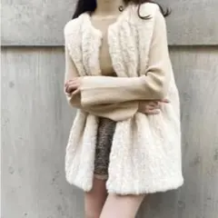 chico キルティングファーベスト ホワイト