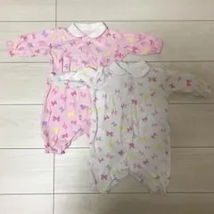 マザウェイズ 双子ちゃん色違いロンパース 2着セット60サイズ