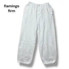 フラミンゴファーム　デニム　バギー　ワイド　ジーンズ　白　Ｆ　ウエストゴム　ひも