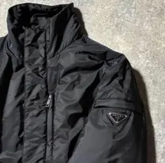 美品 Prada プラダ 三角ロゴ ナイロンジャケット ネイビー 黒